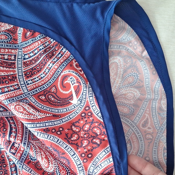 Nike Dri Fit Tempo Paisley Red White Blue Bandana Lined Running Shorts Large - Picture 2 of 3